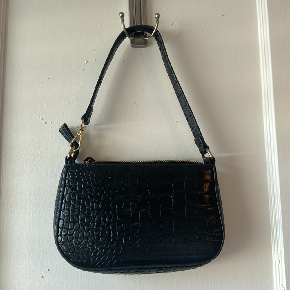 Black Croc Mini Shoulder Bag